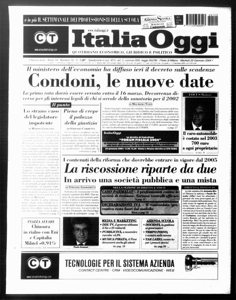 Italia oggi : quotidiano di economia finanza e politica